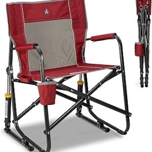 GCI Outdoor Freestyle Rocker Camping Chair | Portable Folding Rocking Chair with Solid, Durable Armrests, Drink Holder & Comfortable Backrest — Cinnamon