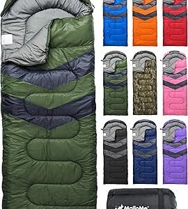 MalloMe Sleeping Bags for Adults Cold Weather & Warm - Backpacking Camping Sleeping Bag for Kids 10-12, Girls, Boys - Lightweight Compact Camping Essentials Gear Accessories Hiking Sleep Must Haves