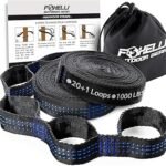 Foxelli XL Hammock Straps - Extra Long 20FT Heavy Duty No-Stretch Suspension System, 40+2 Loops, 2000 LBS Capacity, for Indoor/Outdoor Use – Set of 2 Straps & Carry Bag