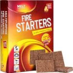 Fire Starter Squares, 160 pcs - Charcoal Fire Starters for Campfires, Grill, Outdoor Pit, Fireplace, Wood Stove, BBQ - Firestarter Sticks, Water Resistant & Odorless - Camping Accessories Essentials